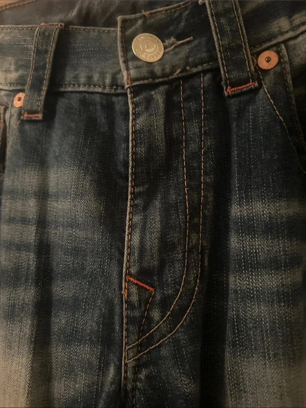 True Religion Men's Slim Washed Blue Denim Jeans